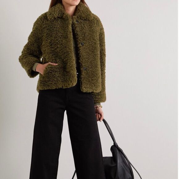 Rag & Bone Hesper Faux Fur Shearling Coat Button Front Army Green XS NWT - Picture 8 of 8